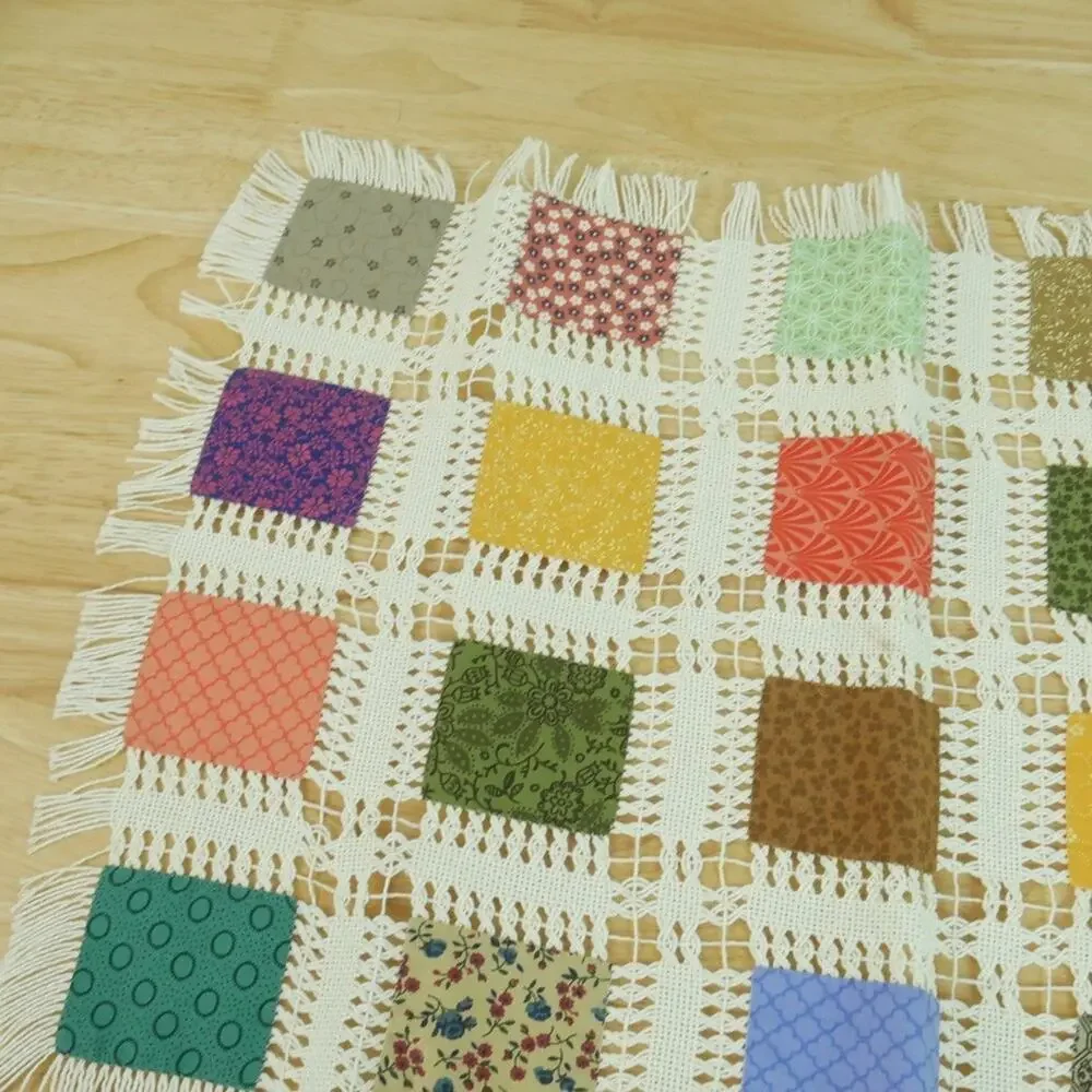 Vintage Handmade Placemat Set of 4 Multicolor Granny Cottage Patchwork‎ Country